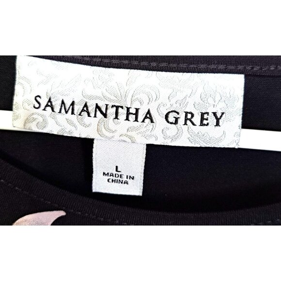 Samantha Gray L Black/Gray 3/4 Sleeve Slinky Scoop Neck Tunic - Picture 2 of 7